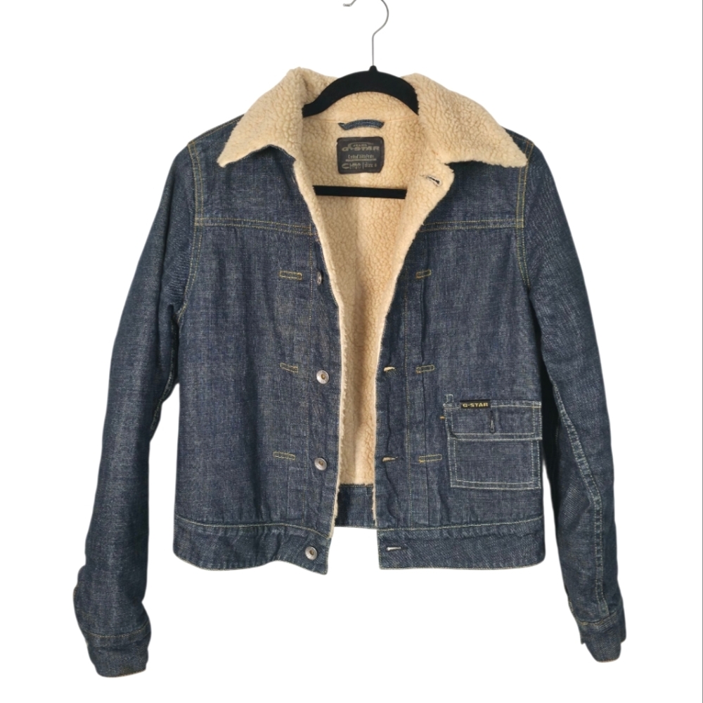G-Star Raw Denim Sherpa Lined Jacket Women’s Size S - Picture 4 of 7